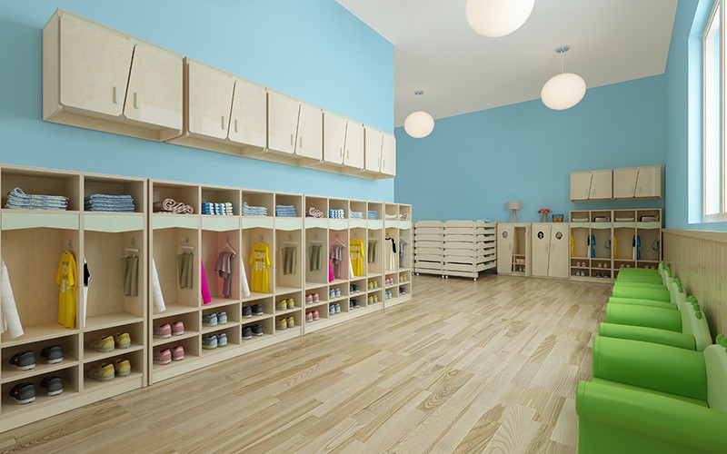 幼兒園家具寢室樺木衣柜